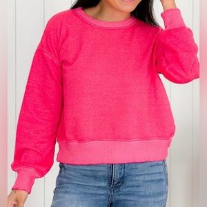 Zenana French Terry Boat Neck Pullover M